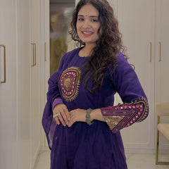 Beautiful Designer Blue Cotton Suit Set