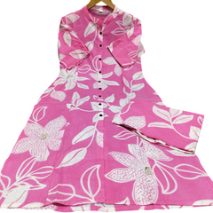 Pink Printed Cotton Kurti Palazzo Set