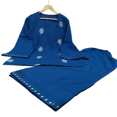 Evil Eye Embroidery Blue Farshi Salwar Set