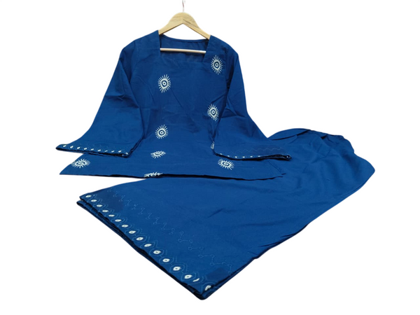 Evil Eye Embroidery Blue Farshi Salwar Set