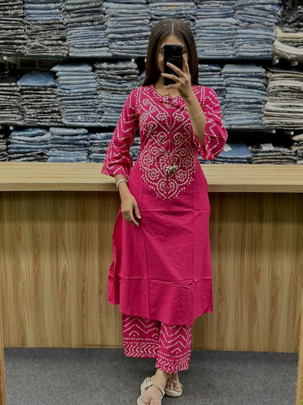 Beautiful Embroidered Green Cotton Midi Kurti