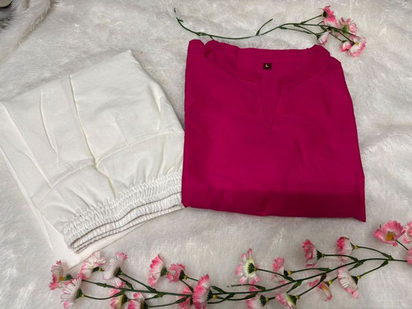 Magenta Embroidery Work Farshi Salwar Set