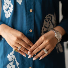 Embroidery Work Cotton Flex Teal Blue Co_ord Set