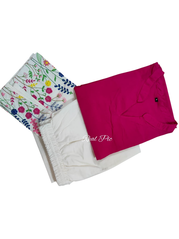 Embroidery Work Magenta Farshi Pant Set