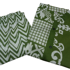 Green Cotton A-Line Printed Co-ord Set