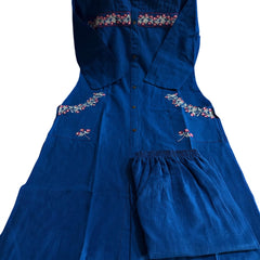 Embroidered Blue Cotton Co-ord Set