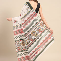 Multicolour Floral Printed Cotton Saree for Women