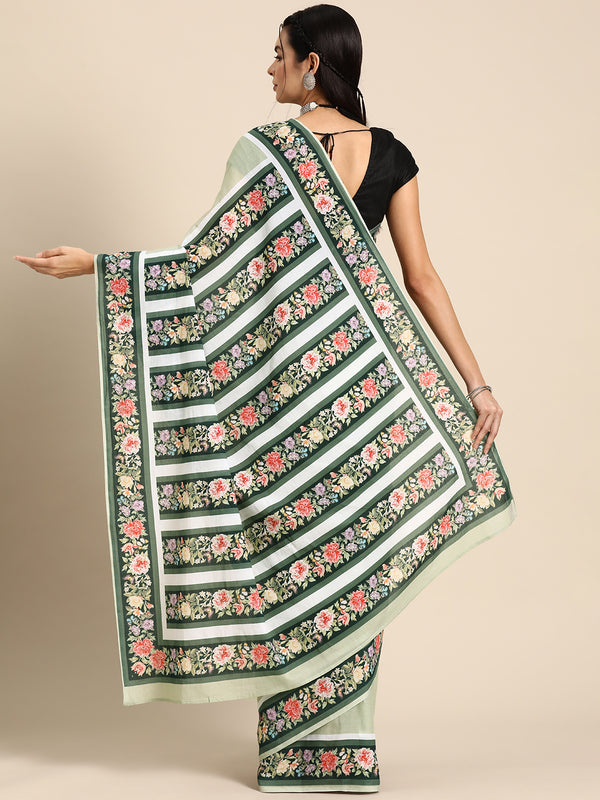 Green Pure Cotton Saree for Women