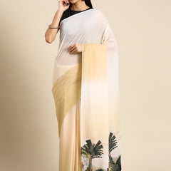 White Kalamkari Cotton Saree for Women