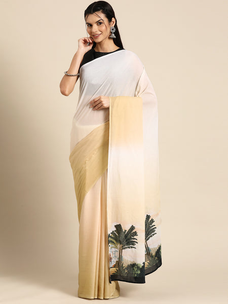 White Kalamkari Cotton Saree for Women