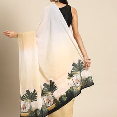 White Kalamkari Cotton Saree for Women