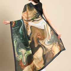 White Abstract Printed Cotton Saree for Women