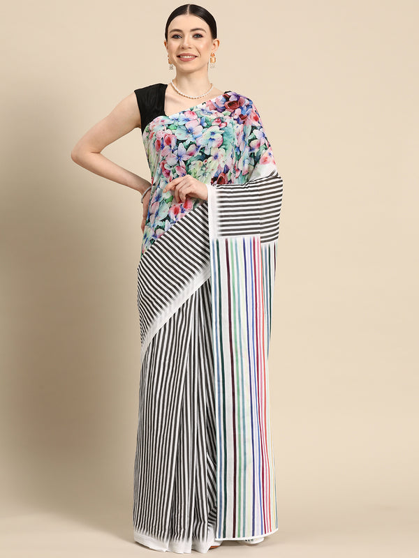 Multicolour Floral Cotton Saree for Women