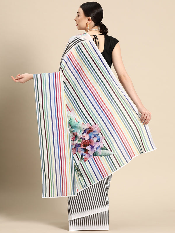 Multicolour Floral Cotton Saree for Women