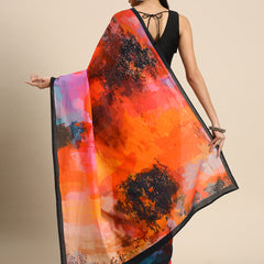 Multicolour Abstract Printed Cotton Saree for Women