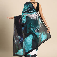 Multicolour Abstract Printed Pure Cotton Saree for Women