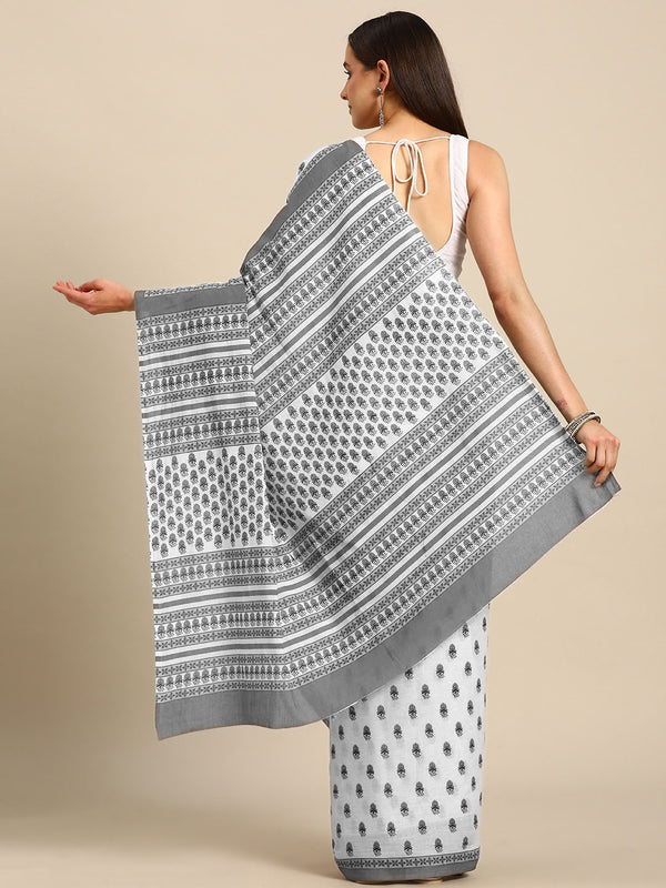 White Kalamkari Pure Cotton Saree for Women