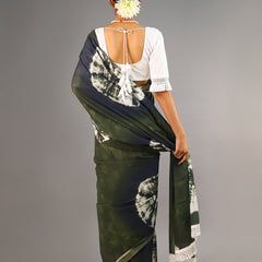 Green Tie & Dye Cotton Saree for Women