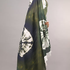 Green Tie & Dye Cotton Saree for Women