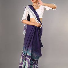 Purple Ethnic Motif Printed Cotton Saree for Women