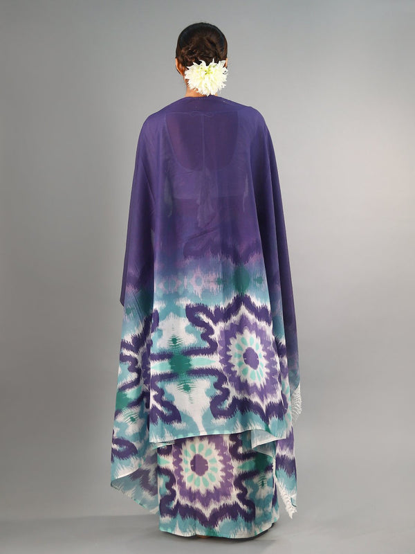 Purple Ethnic Motif Printed Cotton Saree for Women