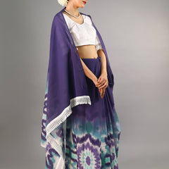 Purple Ethnic Motif Printed Cotton Saree for Women
