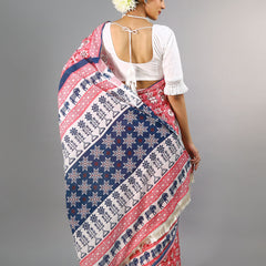 Pink Ethnic Motif Printed Cotton Saree for Women