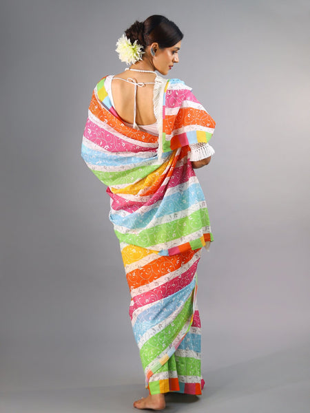 Multicolor Floral Printed Cotton Saree for Women