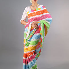 Multicolor Floral Printed Cotton Saree for Women
