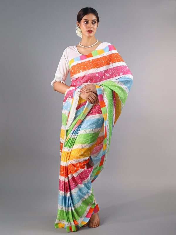 Multicolor Floral Printed Cotton Saree for Women