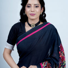 Navy Blue Pure Cotton Saree for Women