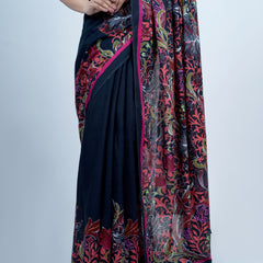 Navy Blue Pure Cotton Saree for Women