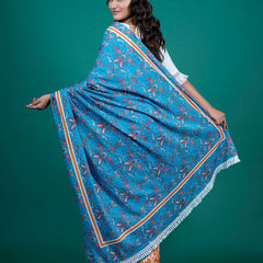 Blue Floral Printed Pure Cotton Saree for Women