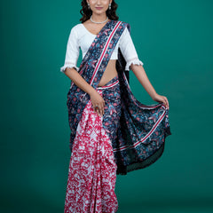 Multicolor Floral Pure Cotton Saree for Women