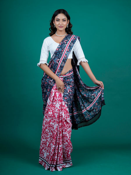 Multicolor Floral Pure Cotton Saree for Women