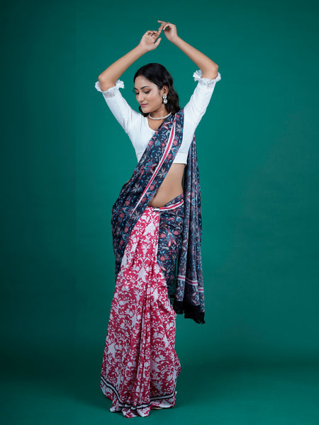 Multicolor Floral Pure Cotton Saree for Women