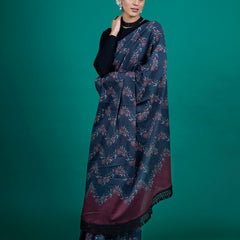 Blue Floral Printed Cotton Saree for Women