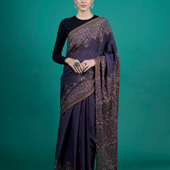Lavender Floral Printed Pure Cotton Saree for Women