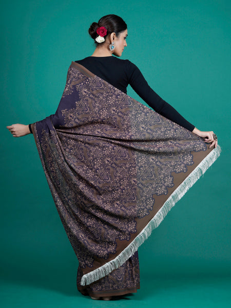 Lavender Floral Printed Pure Cotton Saree for Women