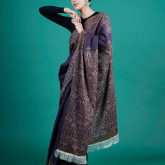 Lavender Floral Printed Pure Cotton Saree for Women