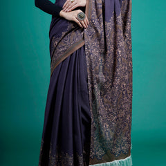 Lavender Floral Printed Pure Cotton Saree for Women