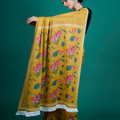 Mustard & Pink Pure Cotton Saree for Women