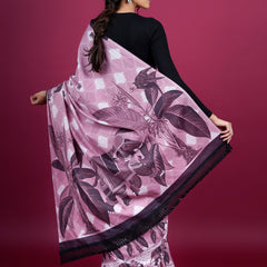 Lavender Floral Tassels Pure Cotton Saree for Women