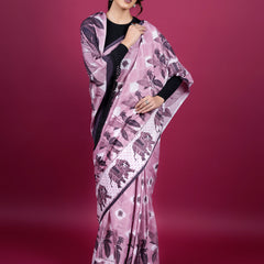 Lavender Floral Tassels Pure Cotton Saree for Women