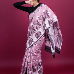 Lavender Floral Tassels Pure Cotton Saree for Women