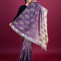 Purple Floral Woven Cotton Saree for Women