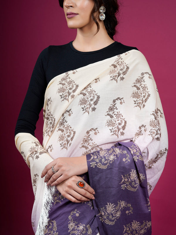 Purple Floral Woven Cotton Saree for Women