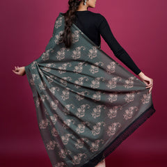 Black Floral Printed Pure Cotton Half And Half Saree Women