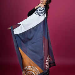 White Ethnic Moti Printed Pure Cotton Saree for Women