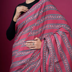 Red Floral Pure Cotton Half And Half Saree for Women